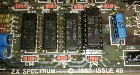 Issue 4B Spectrum motherboard with socketed RAM chip