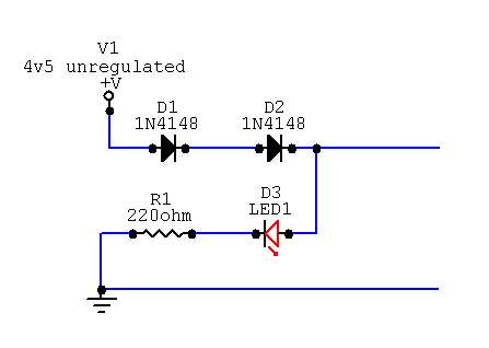 Circuit diagram for 3v6 from 4v5 unregulated PSU