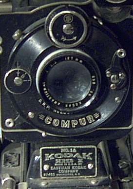Close up of Kodak lens in Compur Shutter