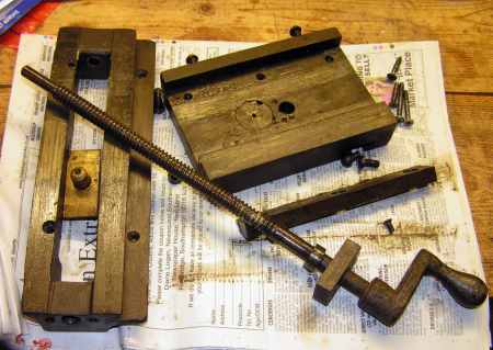 Cross slide disassembled for repair