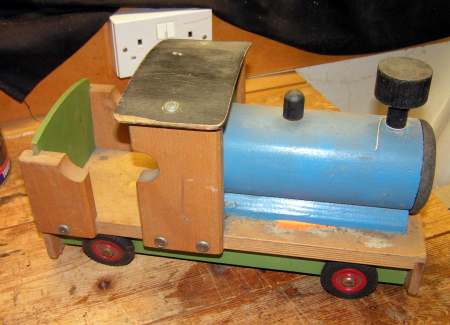 Toy train before restoration