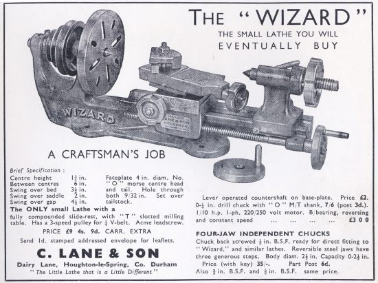 Wizard lathe advert