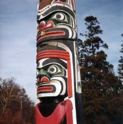 Totem pole at local beauty spot